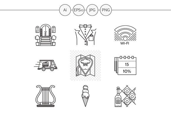 Restaurant Service Line Icons Set 1 Restaurant Service Line Icons Set 1