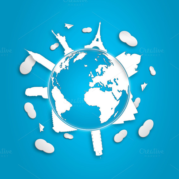 Concept Of Global Tourism White Blue Concept Of Global Tourism White Blue
