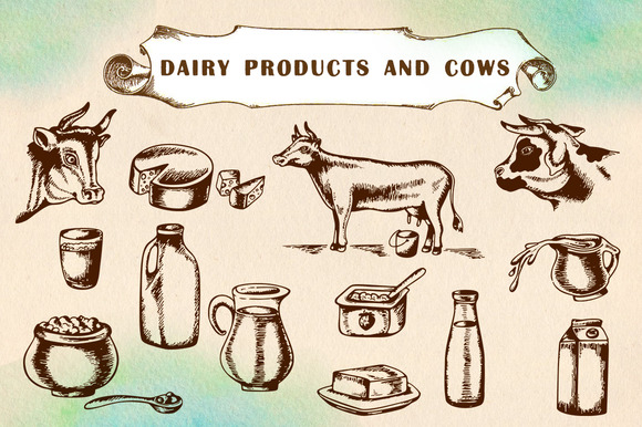 Vintage Dairy Products And Cows Vintage Dairy Products And Cows