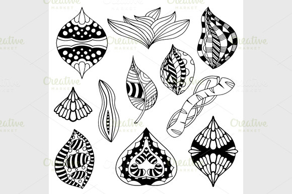 Monochrome Doodle Flowers And Leafs Monochrome Doodle Flowers And Leafs