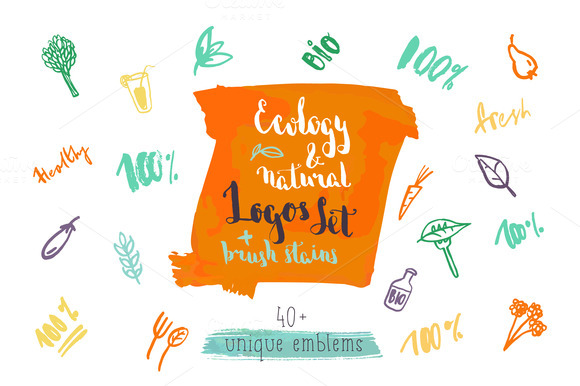 Ecology Natural Logo Set 40 Items Ecology Natural Logo Set 40 Items