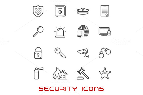 Security Thin Line Icons Security Thin Line Icons