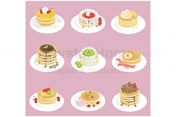 Pancake Icon Collection Set Pancake Icon Collection Set