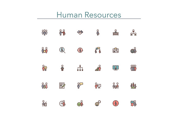 Human Resources Colored Line Icons