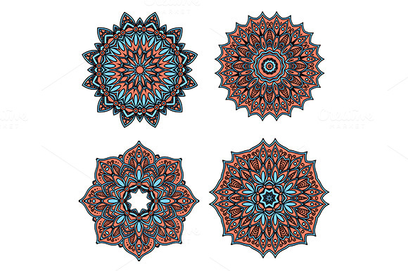 Circular Retro Floral Patterns Circular Retro Floral Patterns