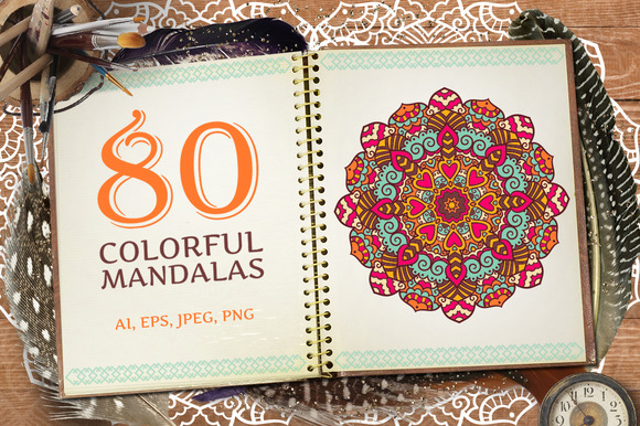 80 Vector Mandalas Vintage Ornament