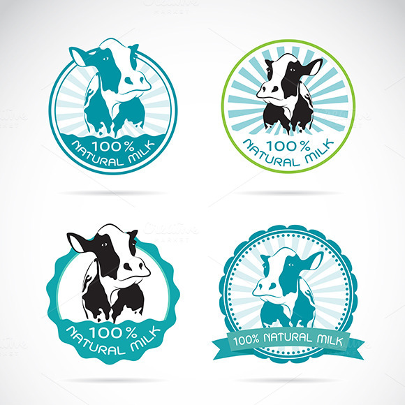 Set Of Vector Cow Labels