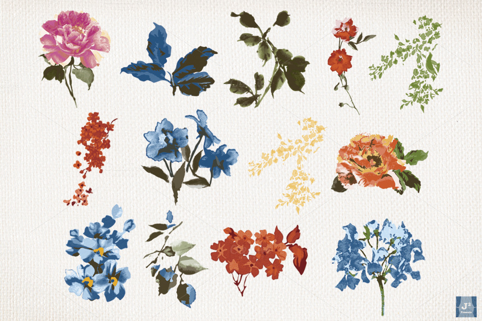 Vector Vintage Floral Clip Art + PNG ~ Illustrations on Creative Market
