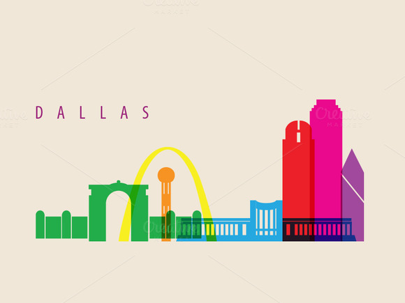 Dallas City Landmarks Illustration ~ Illustrations on Creative Market