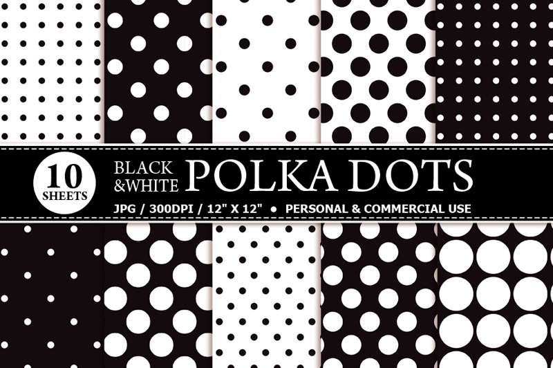 10 Black & White Polka Dot Papers Patterns on Creative Market