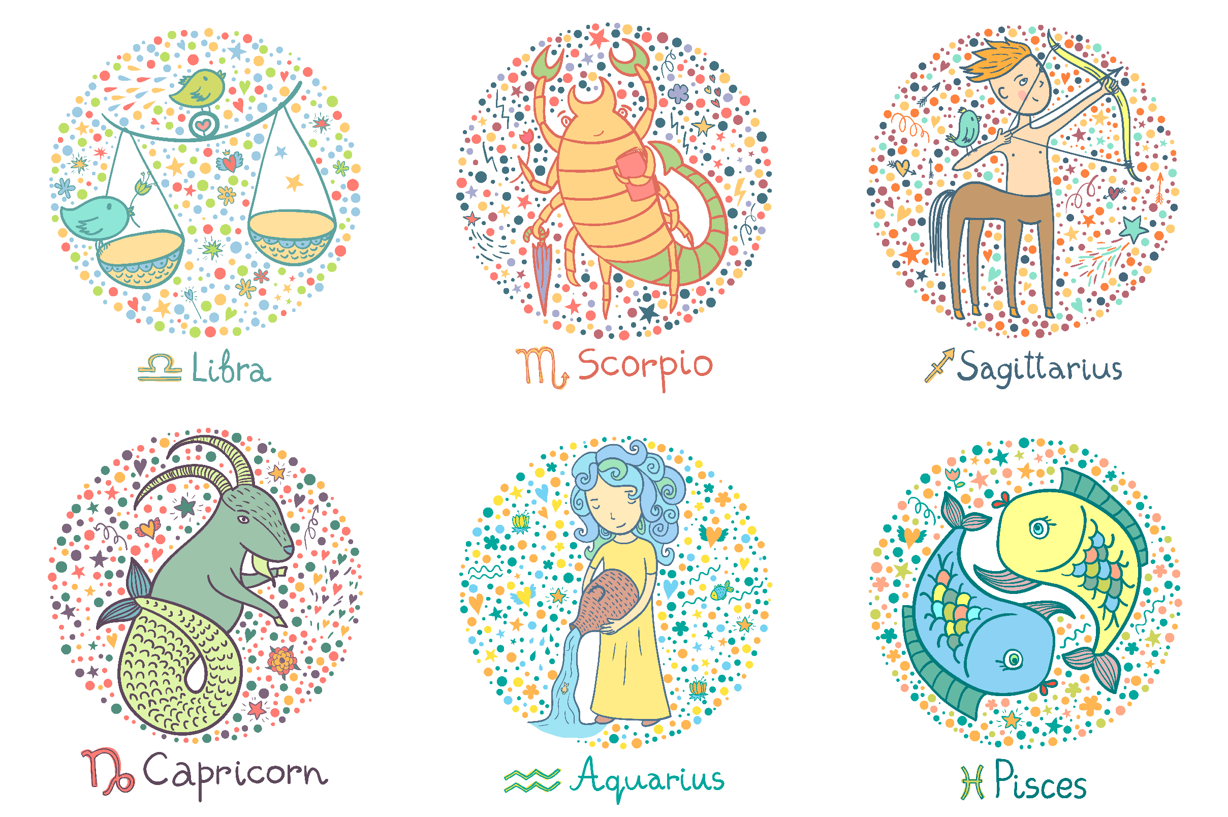 Download Colorful zodiac signs ~ Illustrations on Creative Market