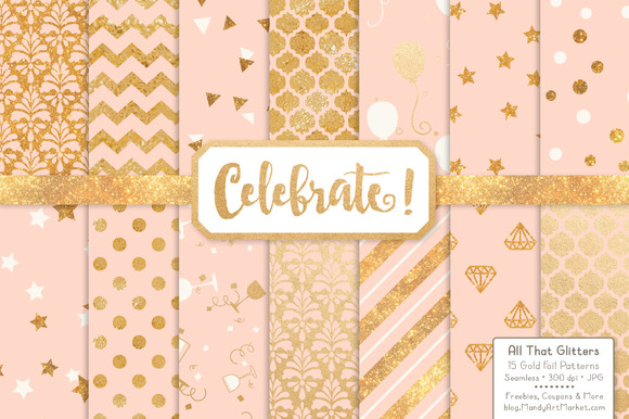 Peach Gold Foil Digital Papers Peach Gold Foil Digital Papers