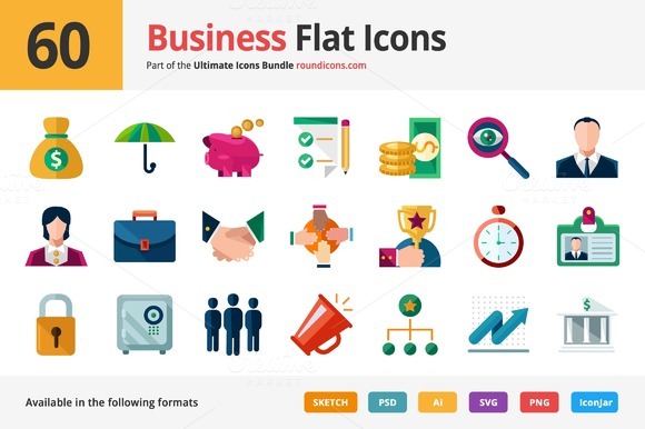 60 Business Flat Icons