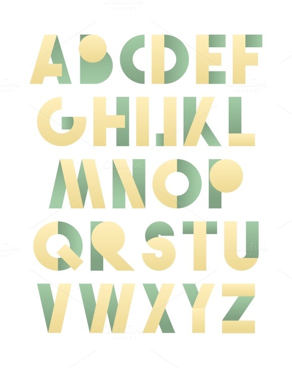 Retro Font In Yellow And Green Retro Font In Yellow And Green