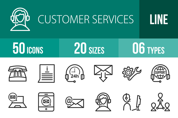 50 Customer Services Line Icons 50 Customer Services Line Icons