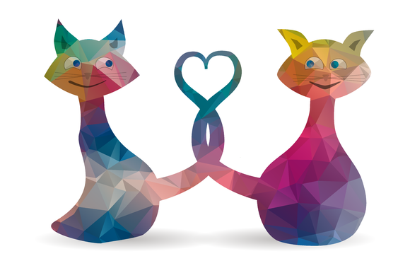 Low Poly Love Cats Icon Low Poly Love Cats Icon