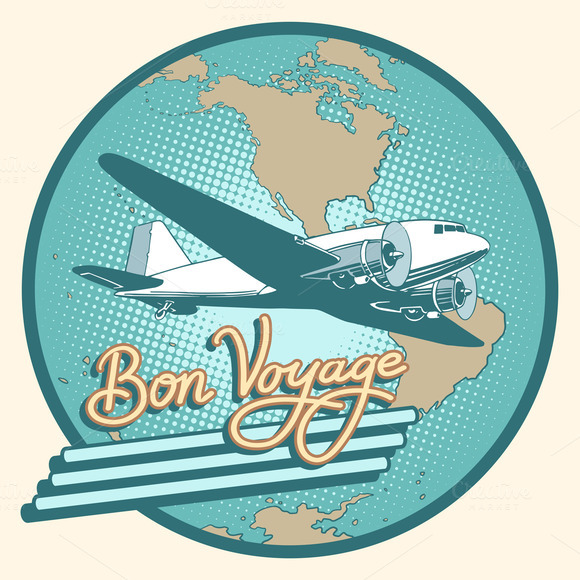 Bon Voyage Abstract Retro Plane