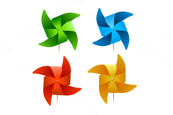 Colorful Windmills Vector