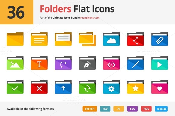 36 Folders Flat Icons ~ Icons on Creative Market