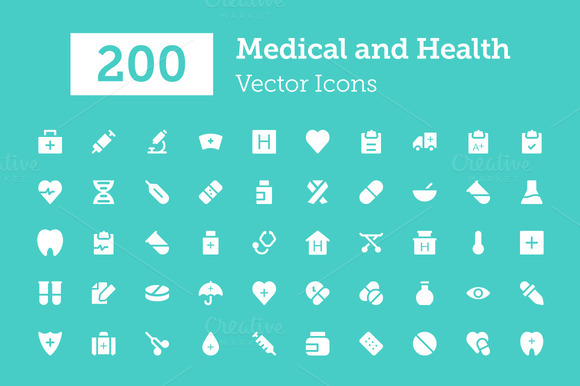 200 Medical And Health Vector Icons