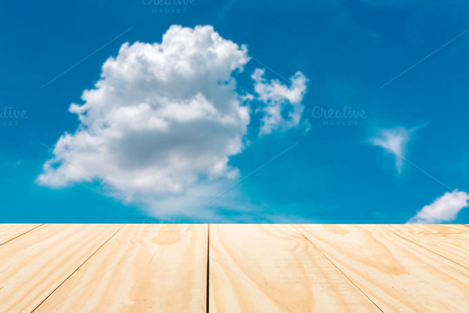Sky With Wood Table Top