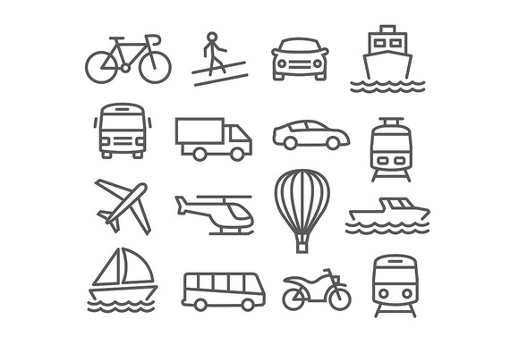 Transport Line Icons Transport Line Icons