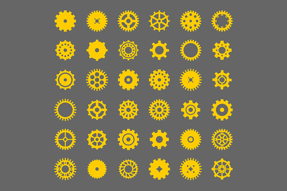 Icon Collection Of Machine Gears Icon Collection Of Machine Gears