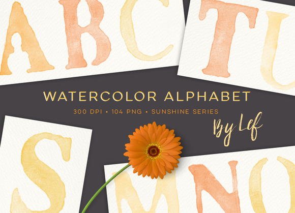 Watercolor Letters Alphabet Graphics Watercolor Letters Alphabet Graphics