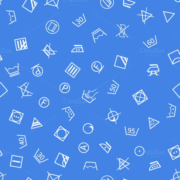 Laundry Symbols On Blue Background Laundry Symbols On Blue Background