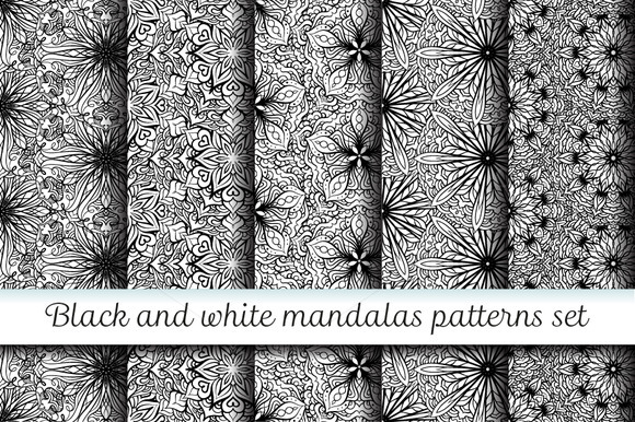 5 Black And White Mandalas Patterns