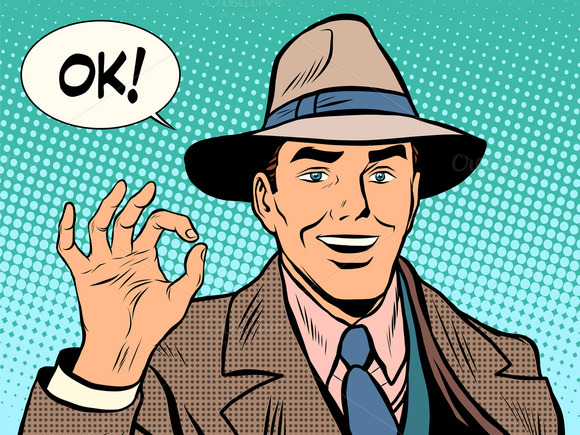 Businessman OK Gesture Retro Man Businessman OK Gesture Retro Man