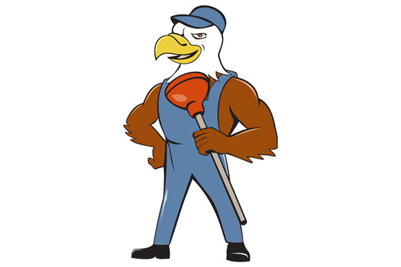 Bald Eagle Plumber Plunger Isolated Bald Eagle Plumber Plunger Isolated