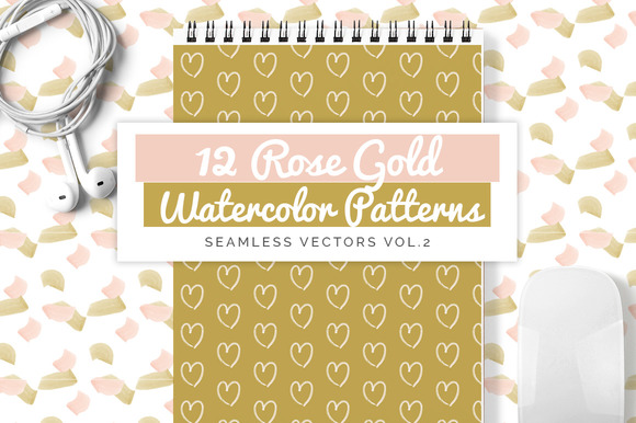 Rose Gold Watercolor Patterns Vol.2