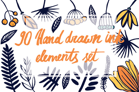 90 Hand Drawn Ink Elements 90 Hand Drawn Ink Elements