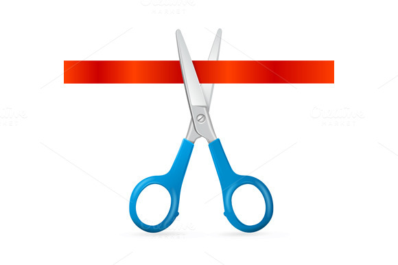 Scissors Cut Red Ribbon Vector Scissors Cut Red Ribbon Vector