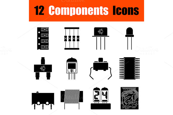 Set Of Electronic Components Icons Set Of Electronic Components Icons