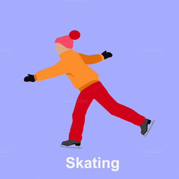 People Skating Flat Style Design People Skating Flat Style Design