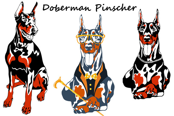 Dog Doberman Pinscher SET Dog Doberman Pinscher SET