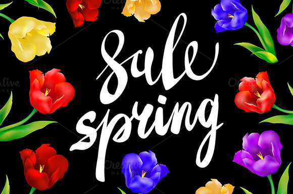 Vector Sale Spring Colorful Tulips Vector Sale Spring Colorful Tulips
