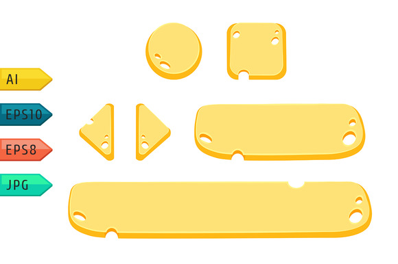Game UI Cartoon Cheese Buttons Game UI Cartoon Cheese Buttons
