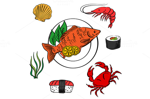 Seafood Delicatessen Icons