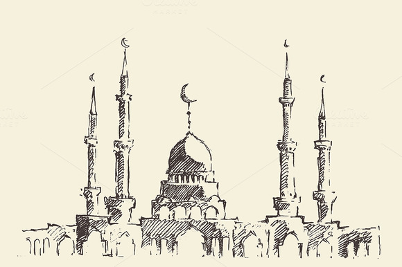 Mosque Vintage Engraved Illustration