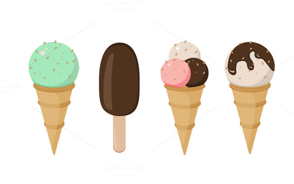 Download Set of Ice cream vector ~ Illustrations on Creative Market