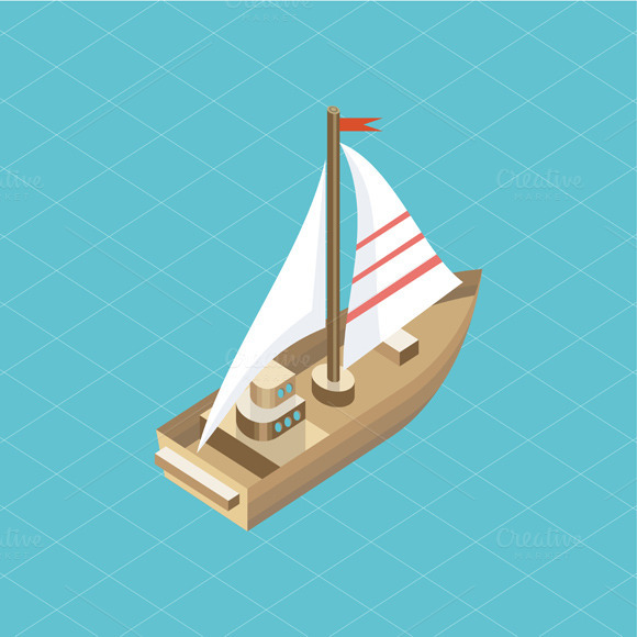 Yacht At Sea Isolated Icon Isometric Yacht At Sea Isolated Icon Isometric