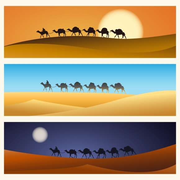 Caravan Of Camels In Desert Caravan Of Camels In Desert