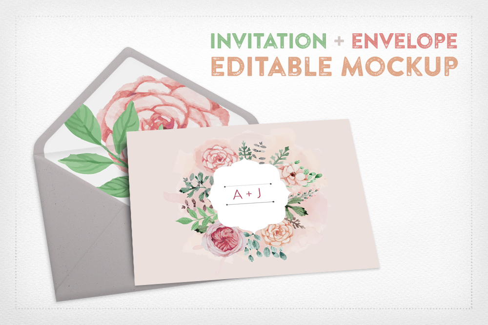 Download Invitation+Envelope Editable Mockup ~ Product Mockups on ...