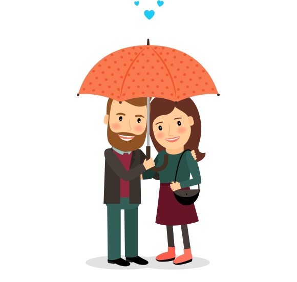 Couple In Love Under Umbrella