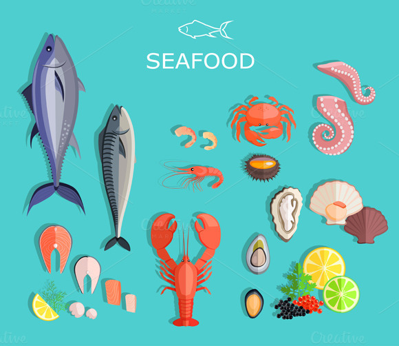 Seafood Set Fish And Crab Seafood Set Fish And Crab