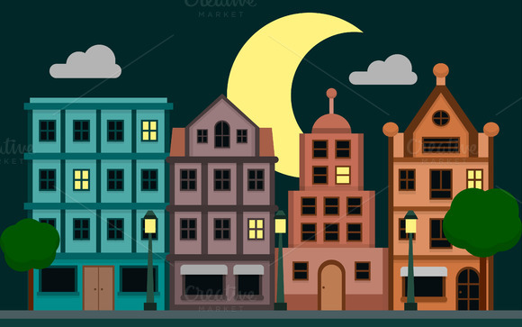 Emoji City Scene At Night » Designtube - Creative Design ...