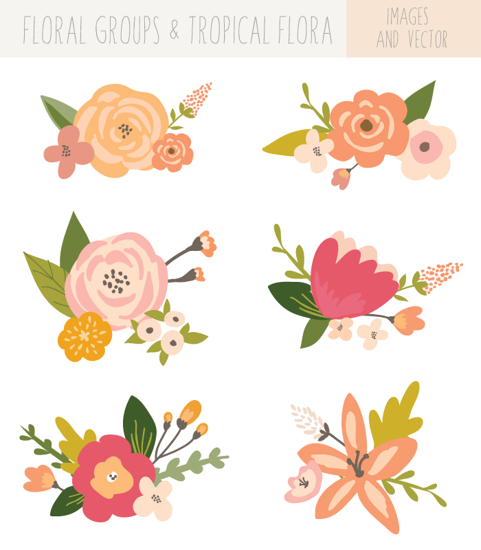 Flower Bunches Clip Art - Tropical ~ Illustrations on Creative Market